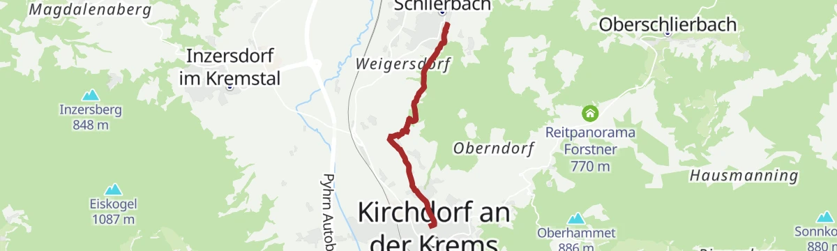 Route map: Anton Bruckners Spuren im Oberen Kremstal